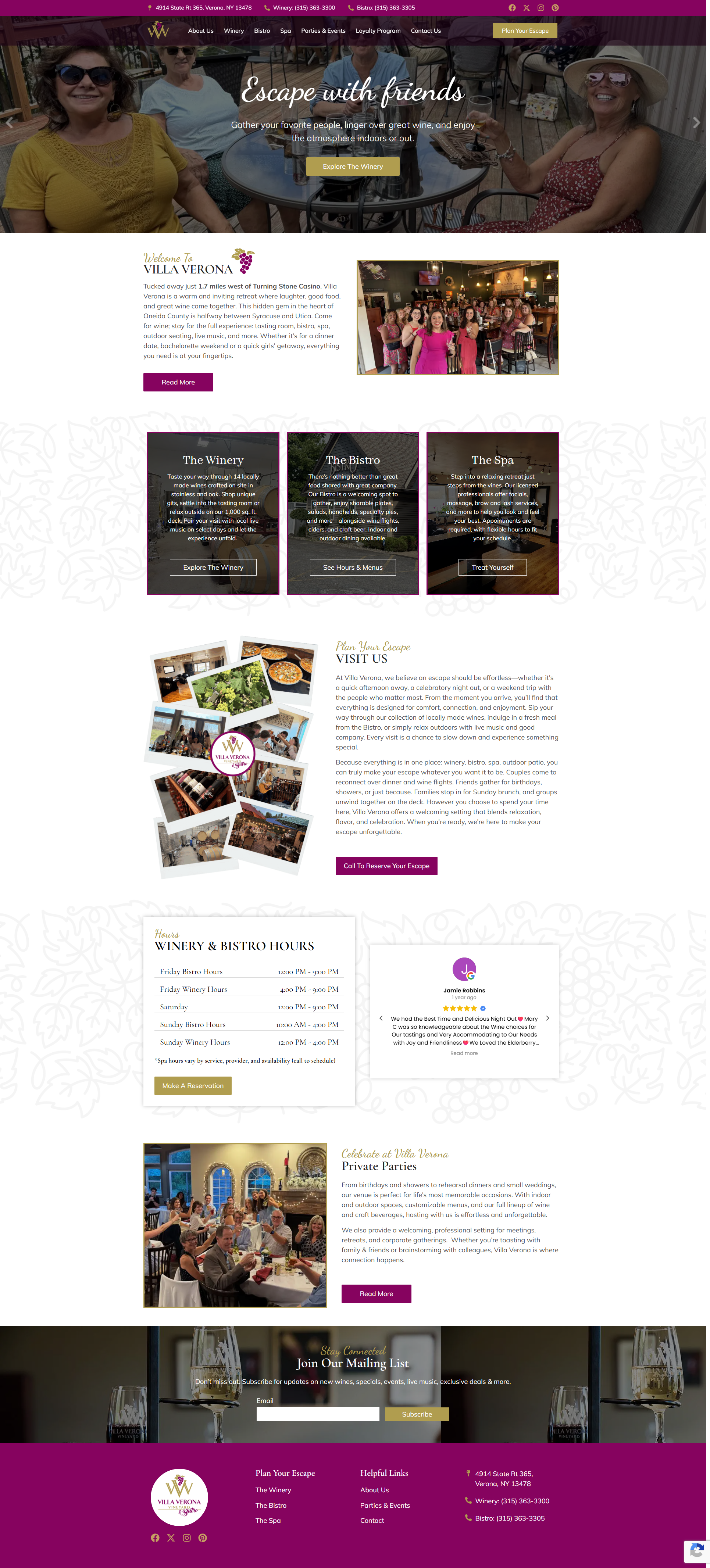 Villa Verona Vineyard website preview